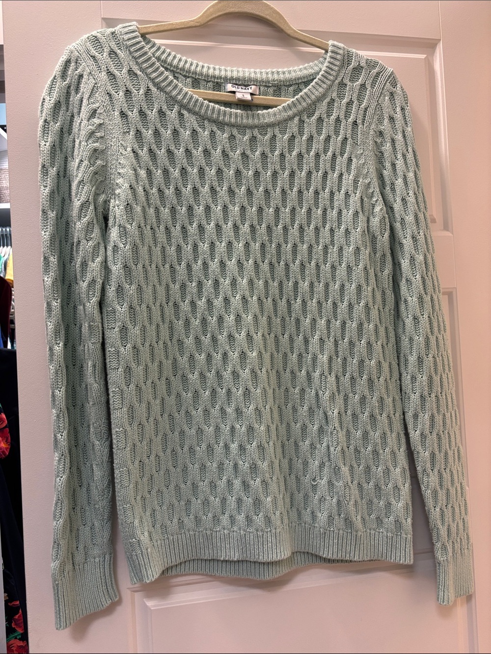Old Navy Mint Crewneck Cable Knit Sweater